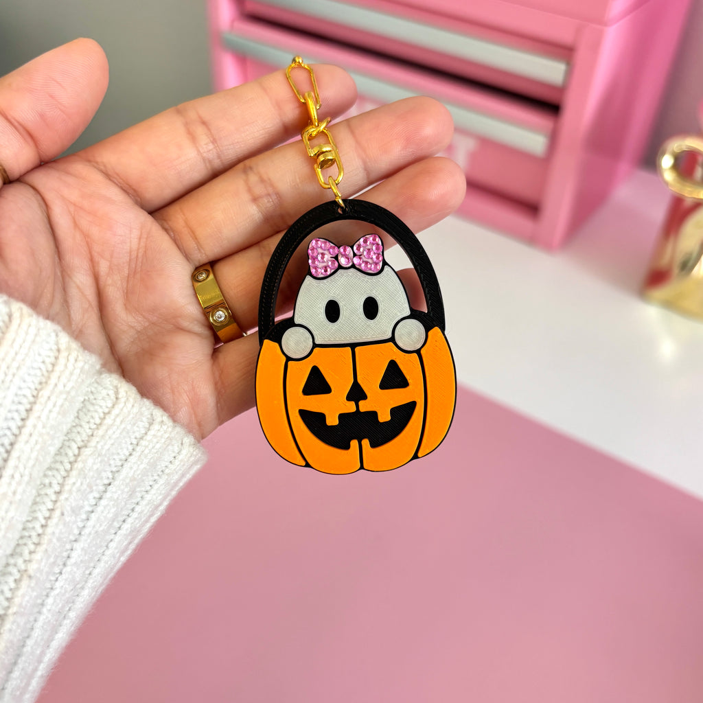Trick-or-Treat Bucket Ghostie Can Opener Keychain (Glow-in-the-Dark)