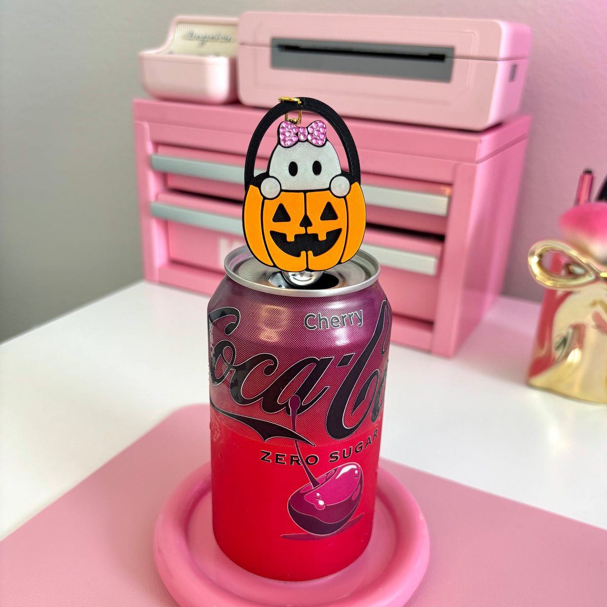 Trick-or-Treat Bucket Ghostie Can Opener Keychain (Glow-in-the-Dark)