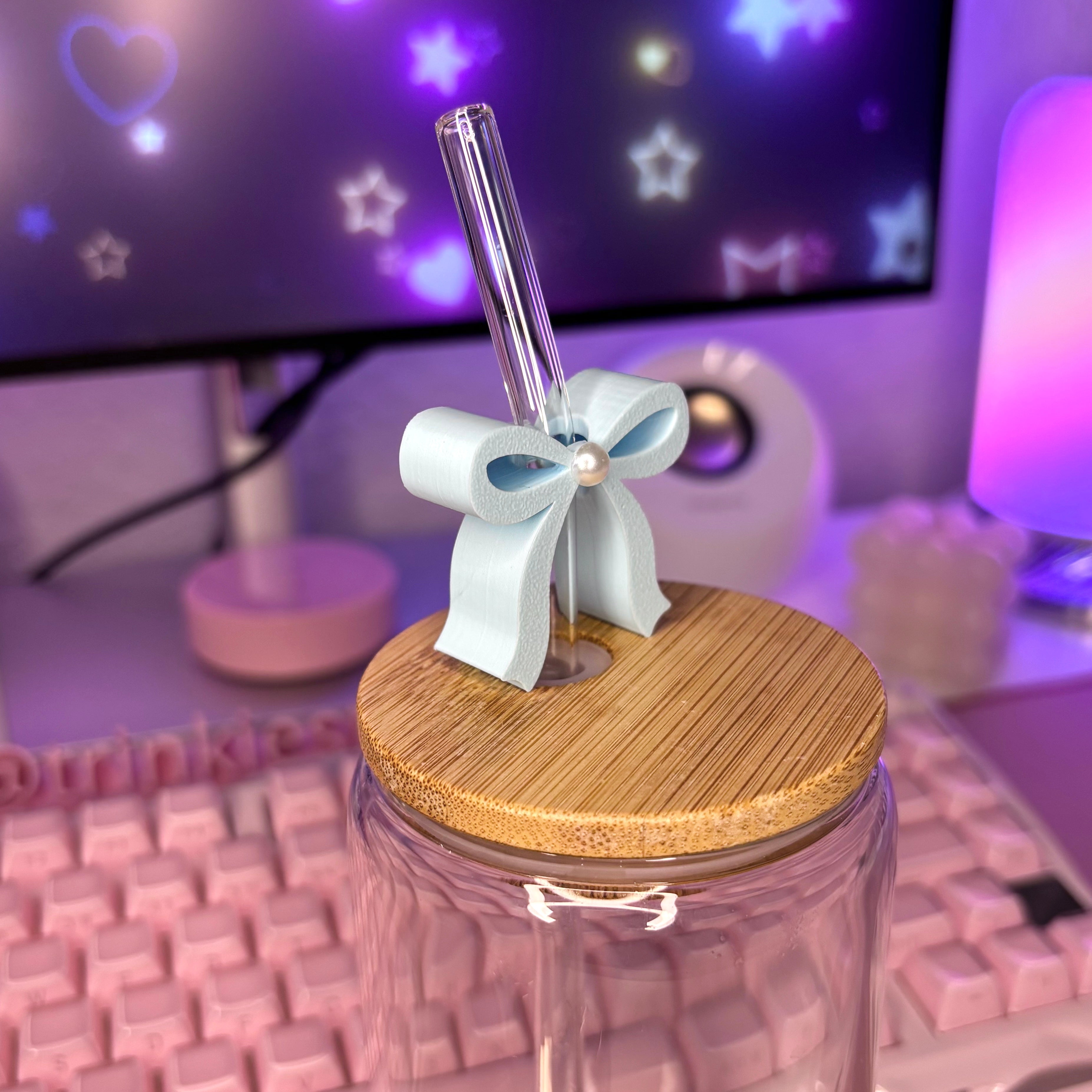 Pearl Bow Straw Topper