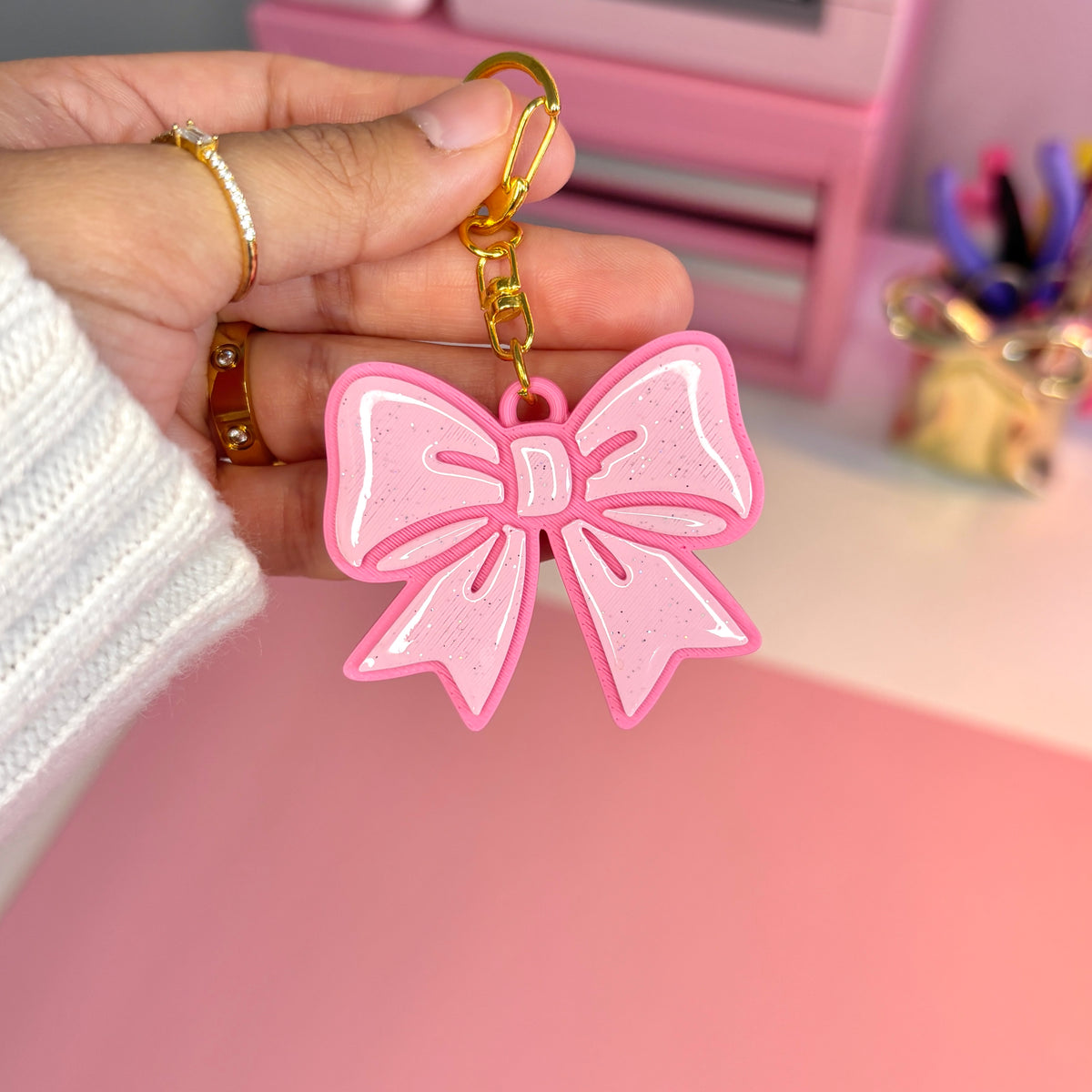 Cute Bow Can Opener Keychain