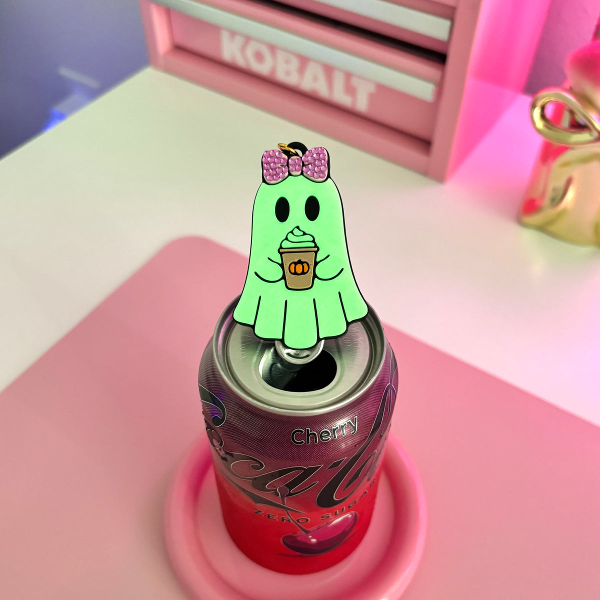 Pumpkin Spice Latte Ghostie Can Opener Keychain (Glow-in-the-Dark)