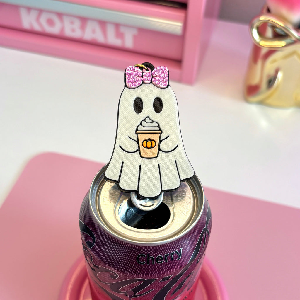 Pumpkin Spice Latte Ghostie Can Opener Keychain (Glow-in-the-Dark)