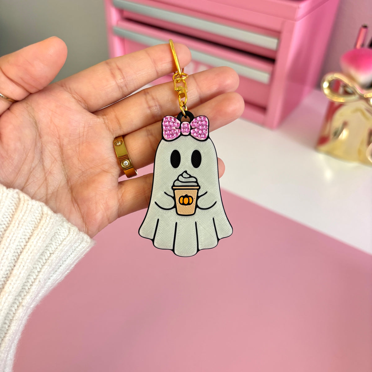 Pumpkin Spice Latte Ghostie Can Opener Keychain (Glow-in-the-Dark)