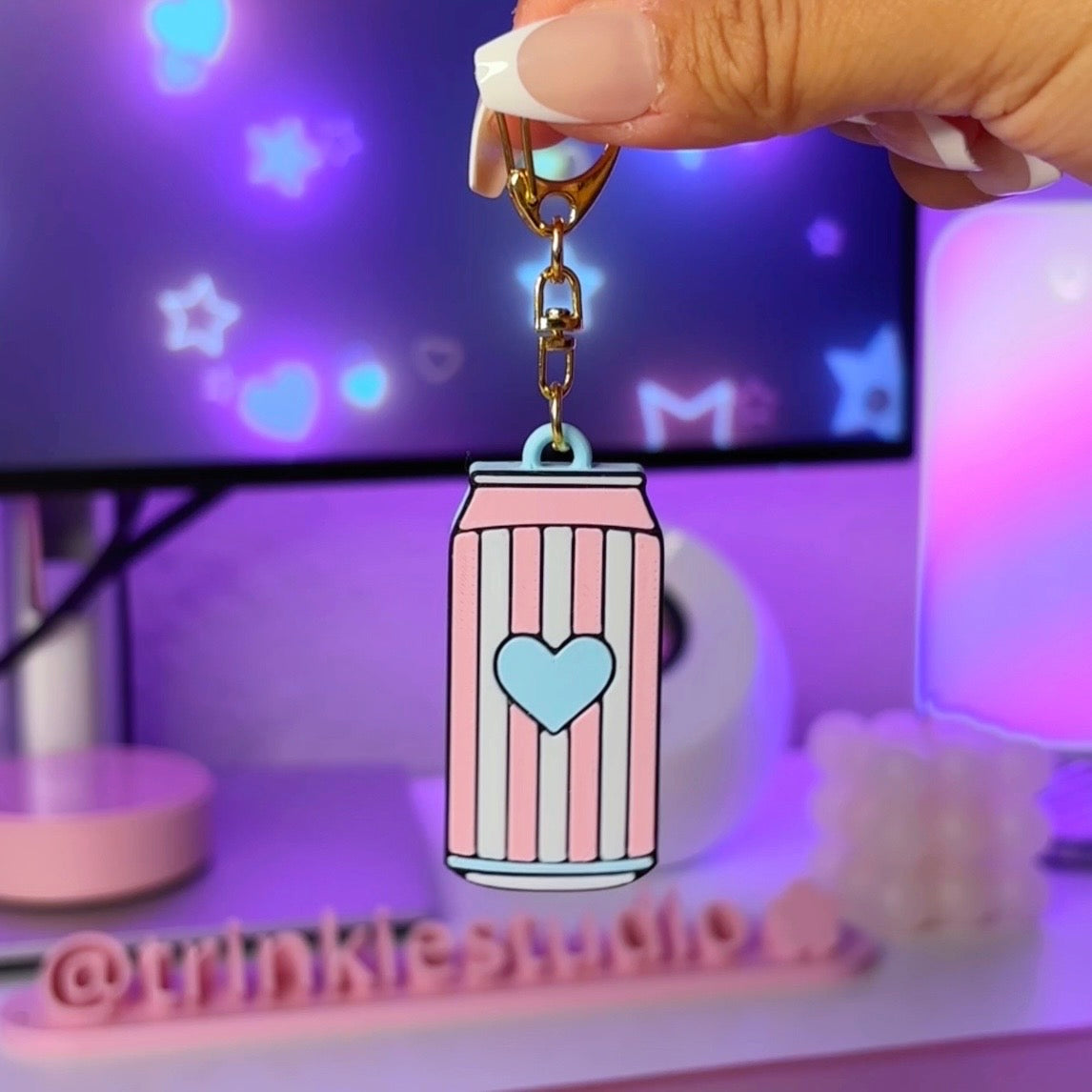 Cotton Candy Mini Energy Drink Can Tab Opener Keychain