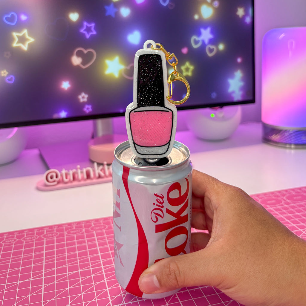 NFC Glitter Nail Polish Can Opener Keychain