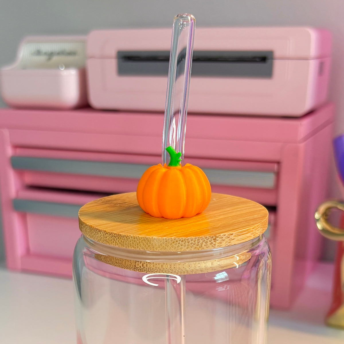 Mini Pumpkin Straw Topper