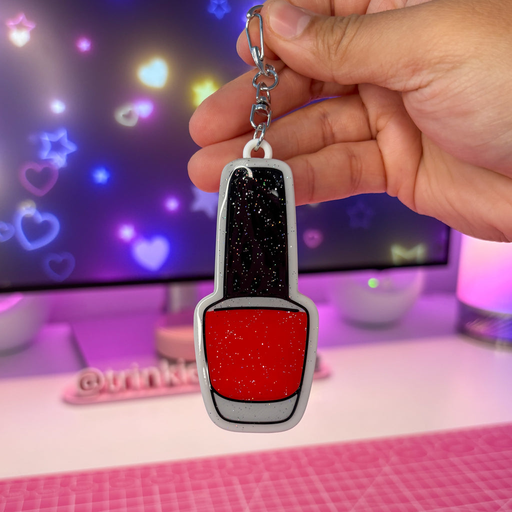 Glitter Nail Polish Can Opener Keychain