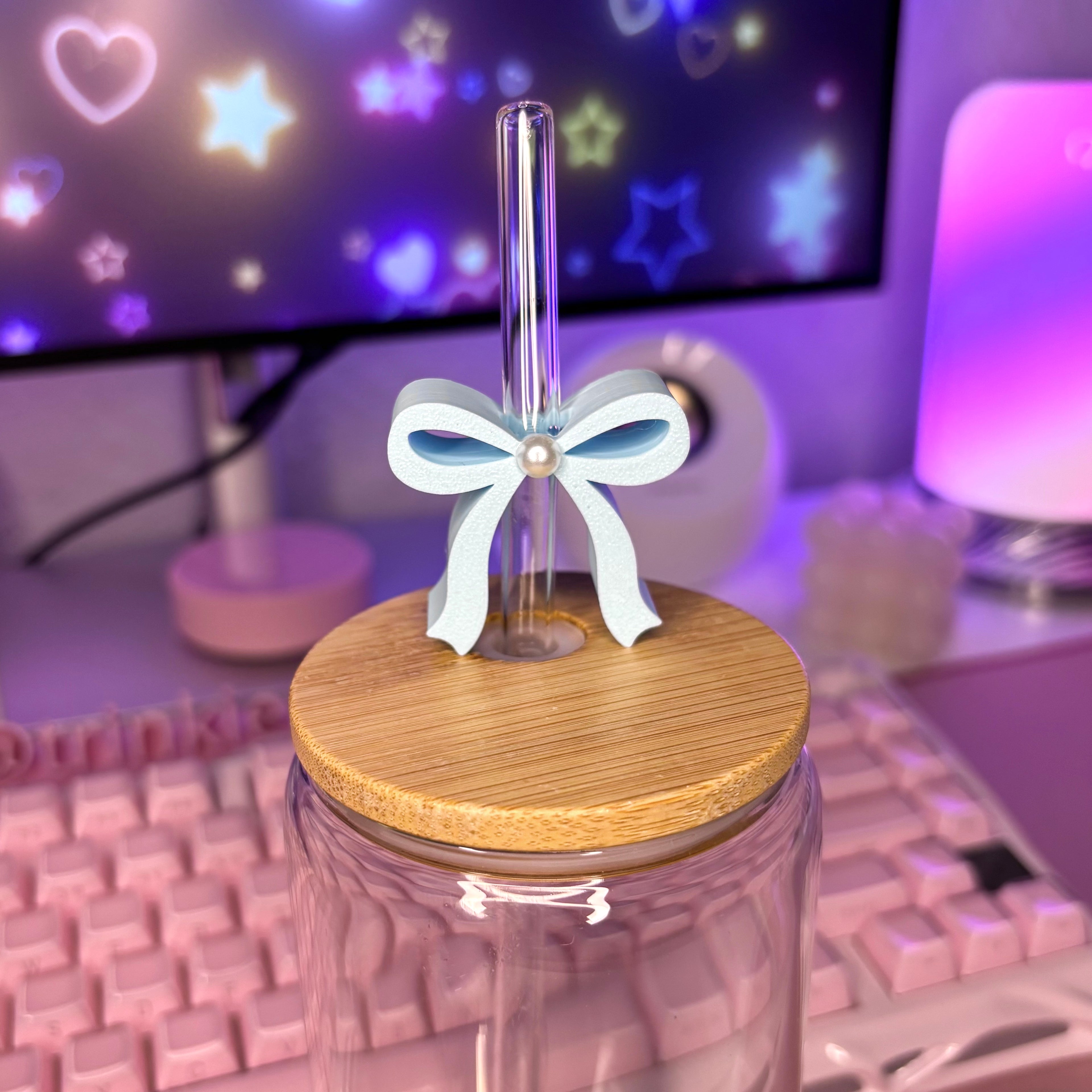 Pearl Bow Straw Topper
