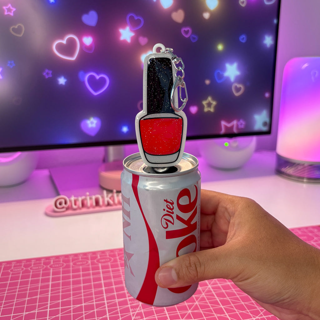 NFC Glitter Nail Polish Can Opener Keychain