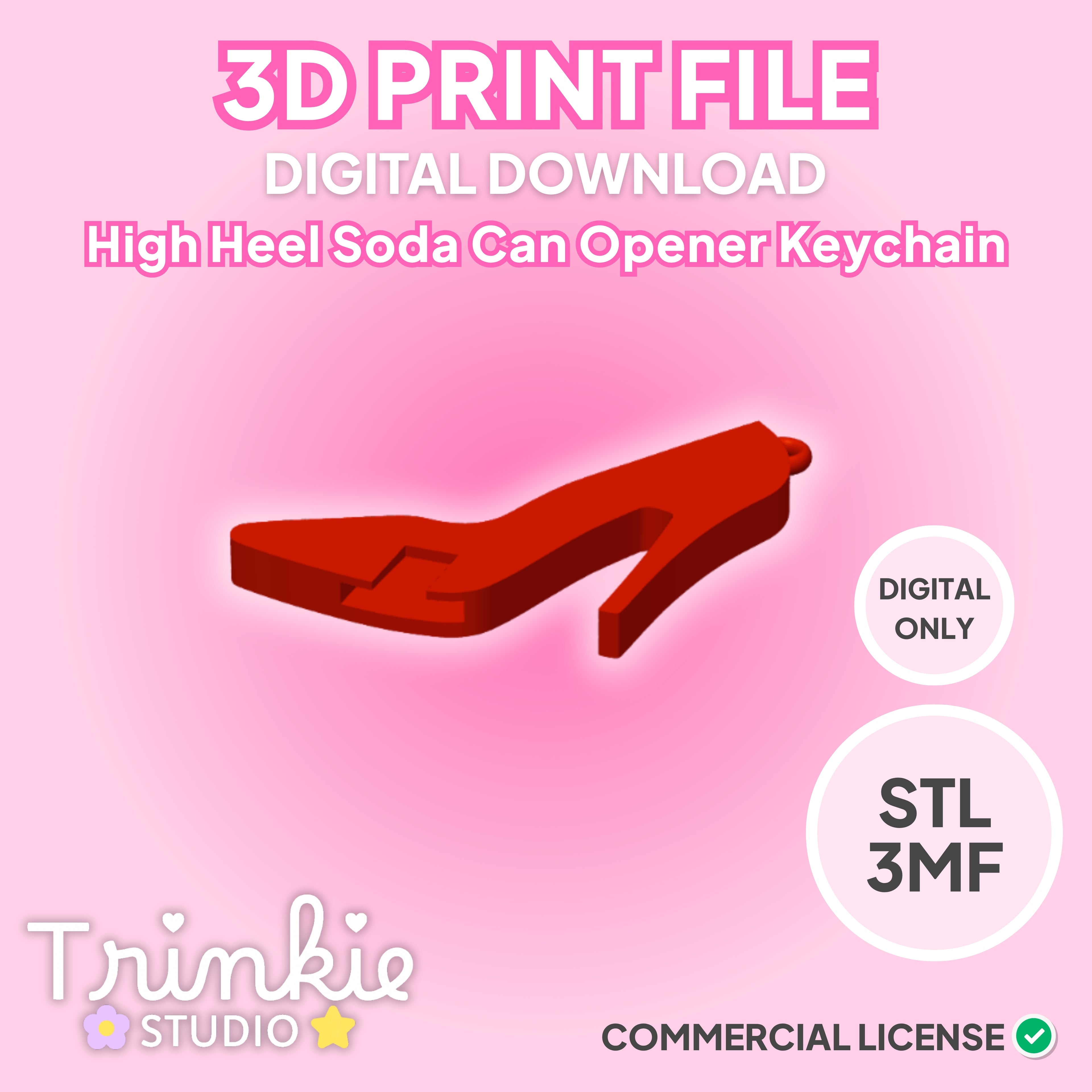 High Heel Can Tab Opener Keychain STL File | 3D Print Digital Download