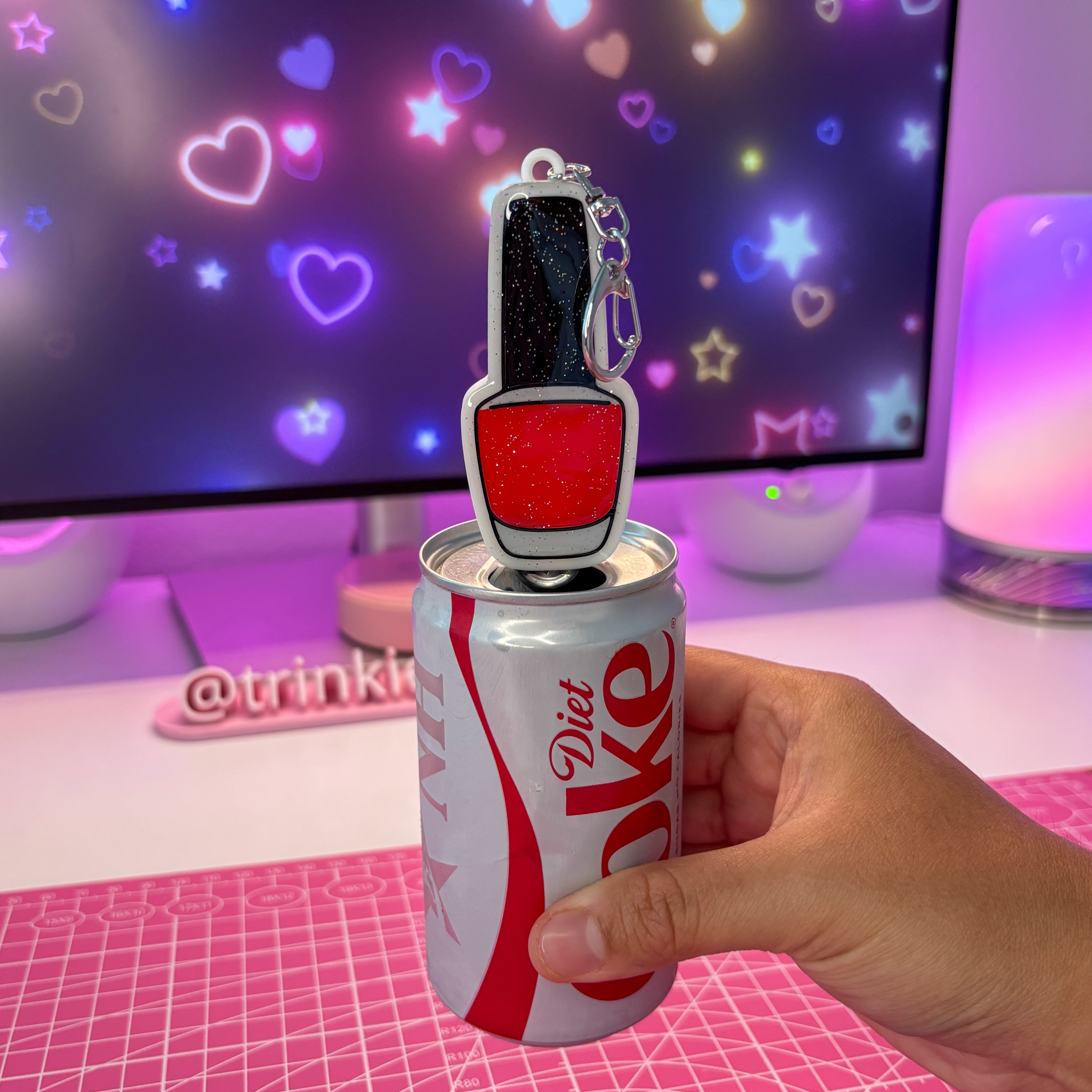Glitter Nail Polish Can Opener Keychain