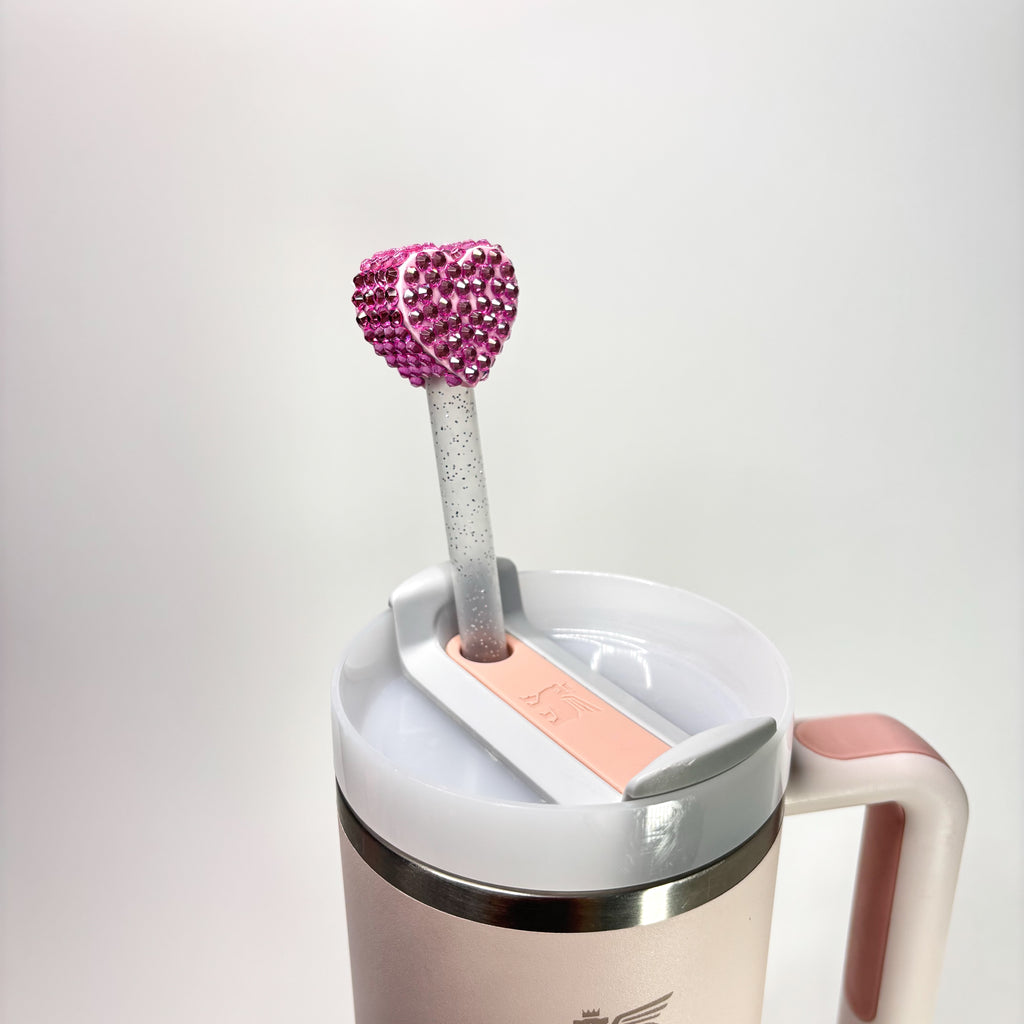 Bedazzled Heart Straw Cap