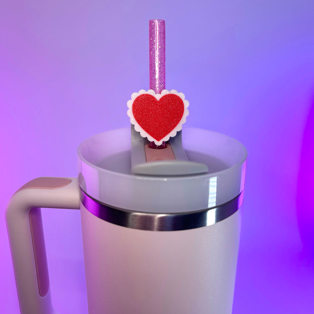 Lace Heart Straw Topper
