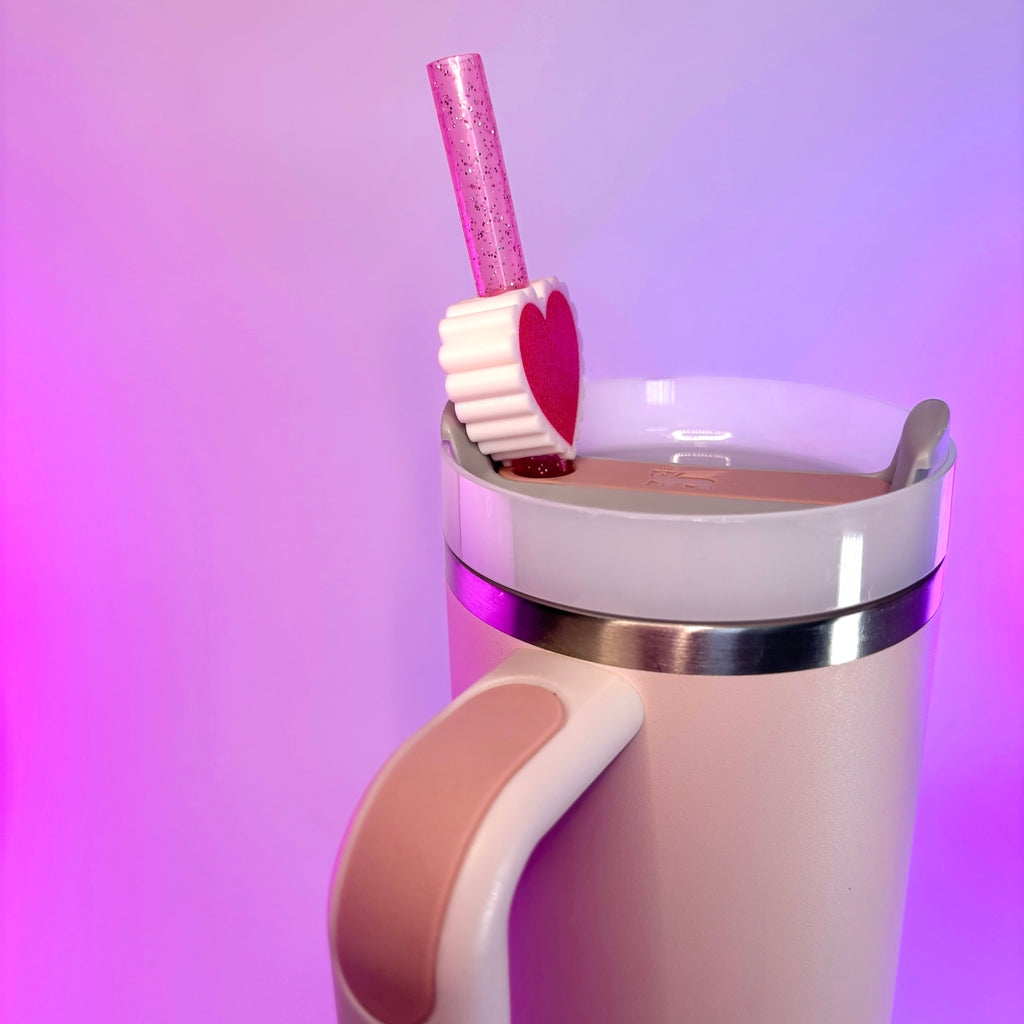 Lace Heart Straw Topper