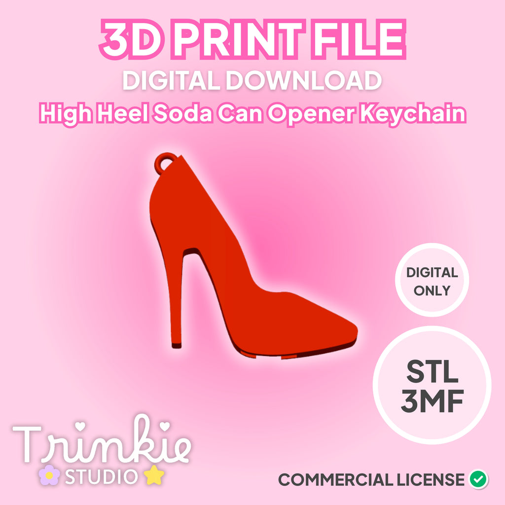 High Heel Can Tab Opener Keychain STL File | 3D Print Digital Download