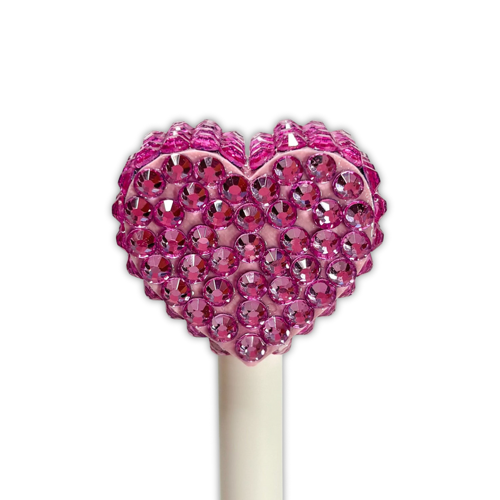 Bedazzled Heart Straw Topper Cap