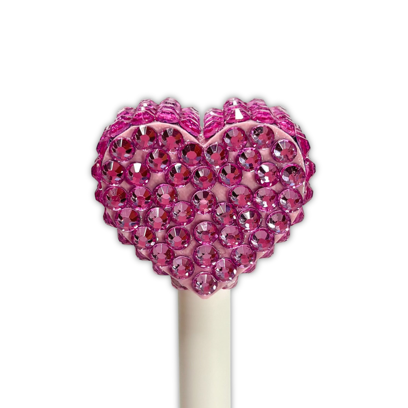 Bedazzled Heart Straw Topper Cap