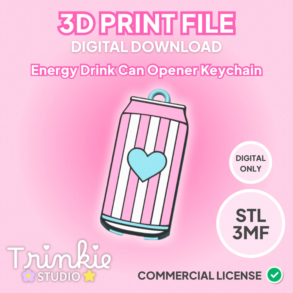 Cotton Candy Mini Energy Drink Can Tab Opener Keychain STL File | 3D Print Digital Download