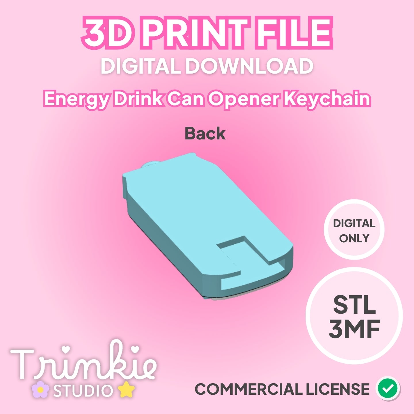 Cotton Candy Mini Energy Drink Can Tab Opener Keychain STL File | 3D Print Digital Download