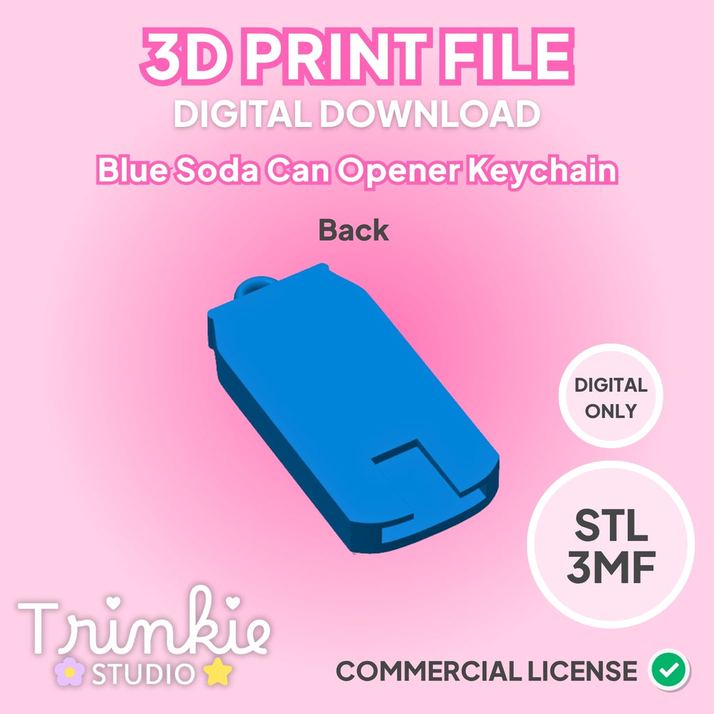 Blue Mini Soda Can Tab Opener Keychain STL File | 3D Print Digital Download