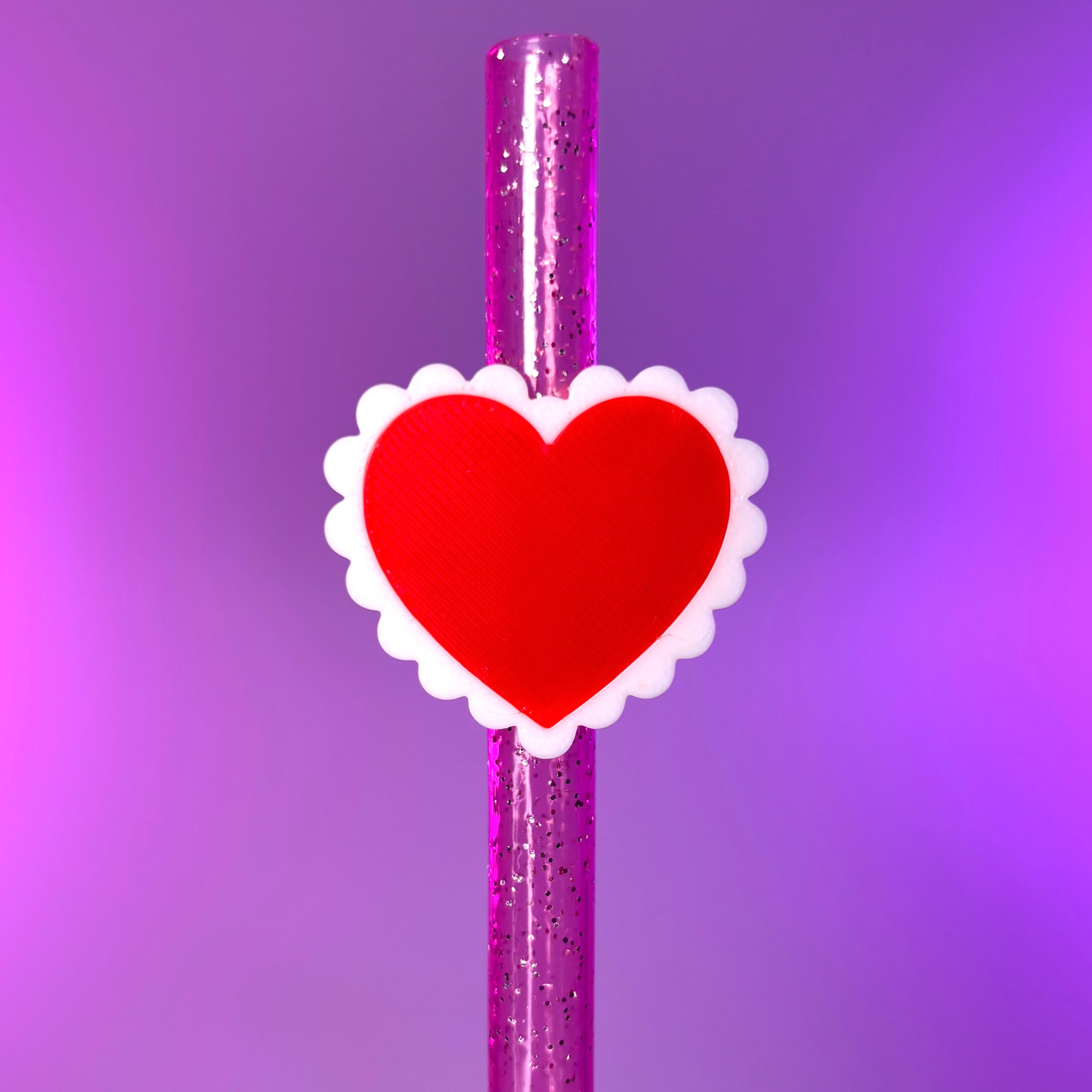 Lace Heart Straw Topper