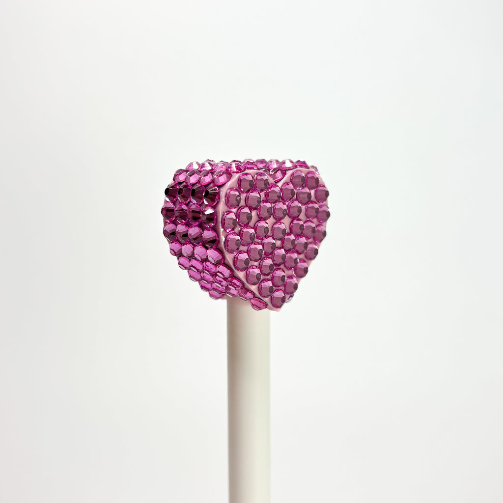 Bedazzled Heart Straw Cap
