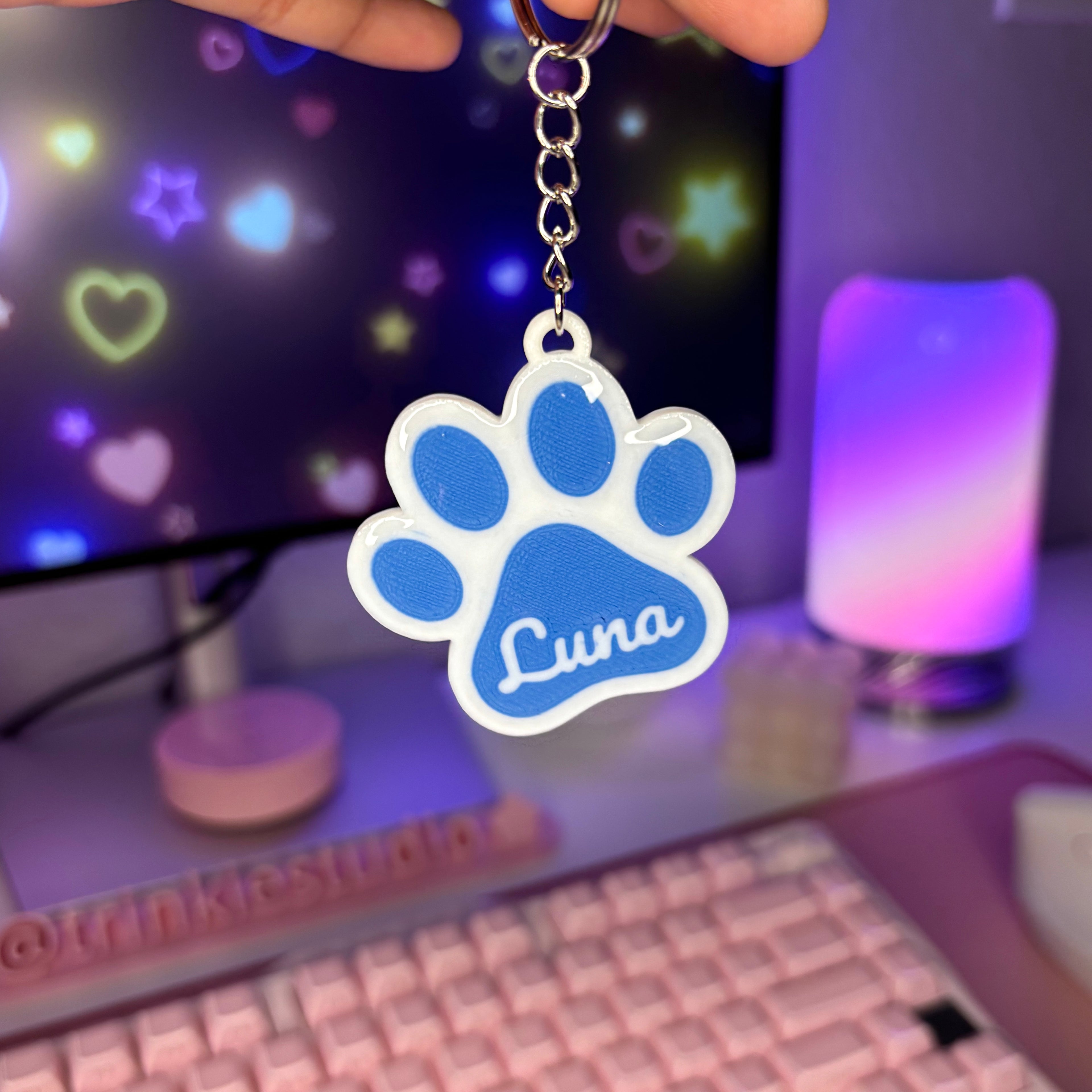 Personalized Pet Name Paw Keychain
