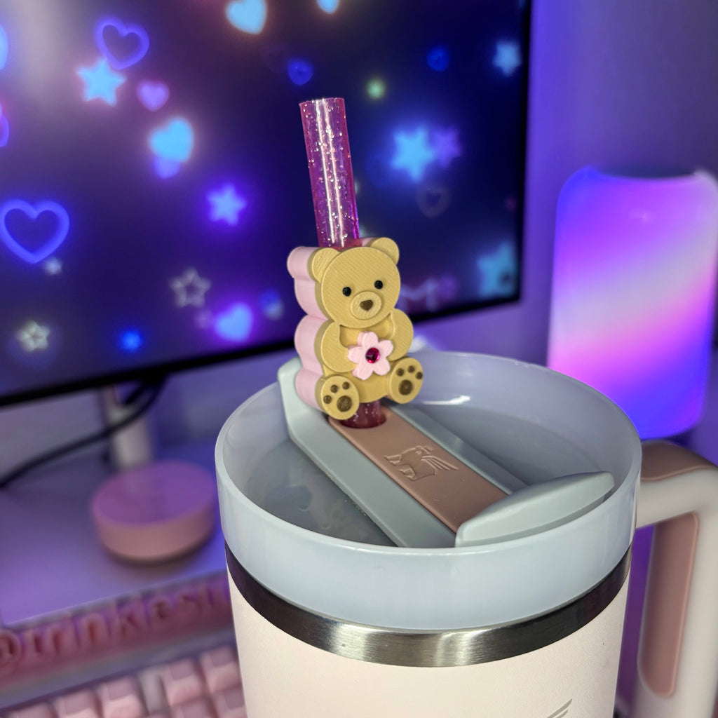 Sakura Teddy Bear Straw Topper