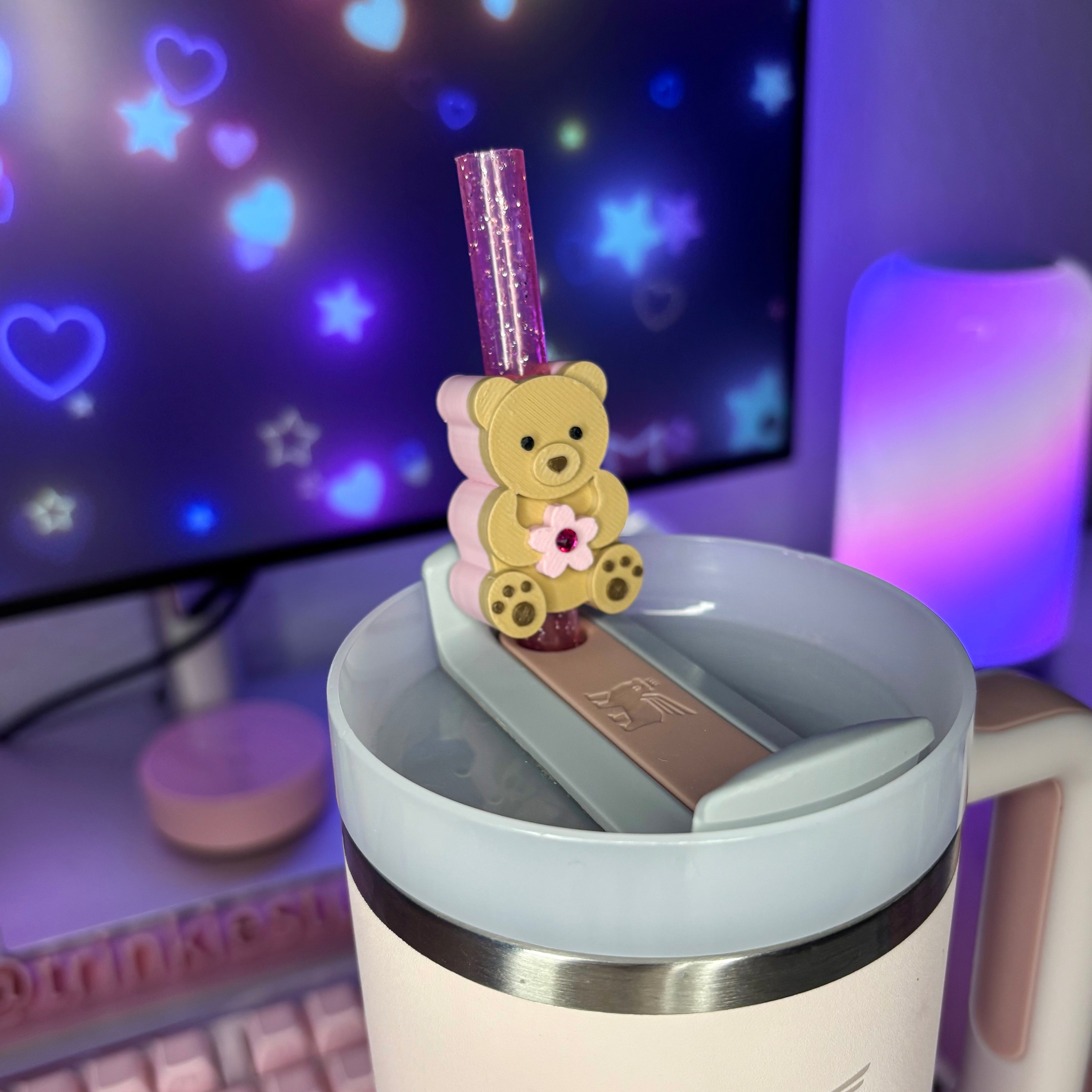 Sakura Teddy Bear Straw Topper