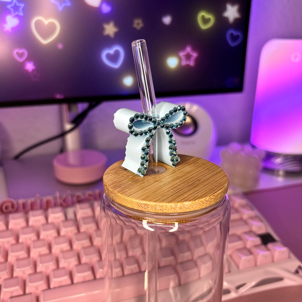 Bedazzled Bow Straw Topper
