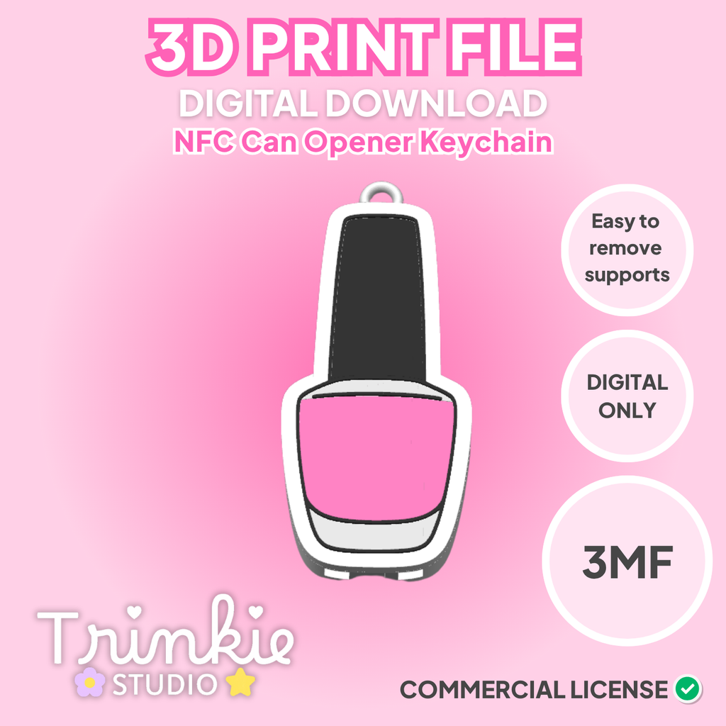 NFC Nail Polish Can Opener Keychain 3MF File | 3D Print Digital Download