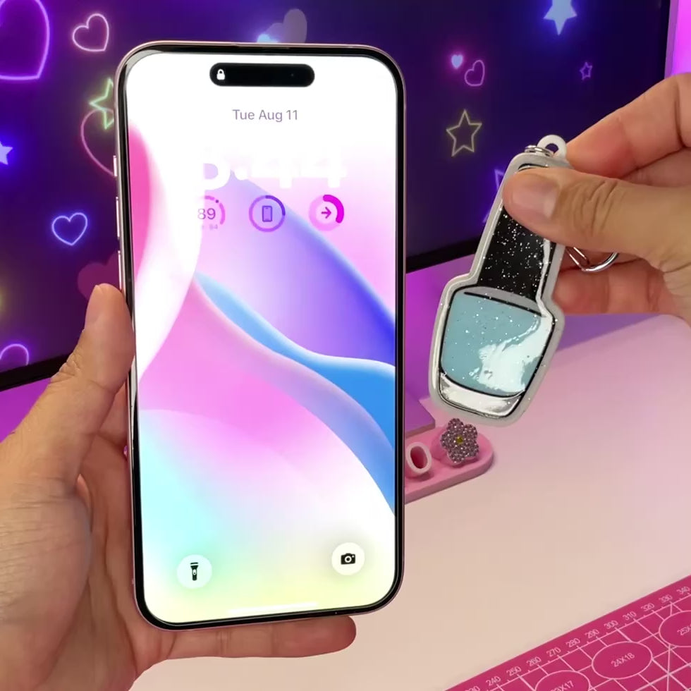NFC Glitter Nail Polish Can Opener Keychain