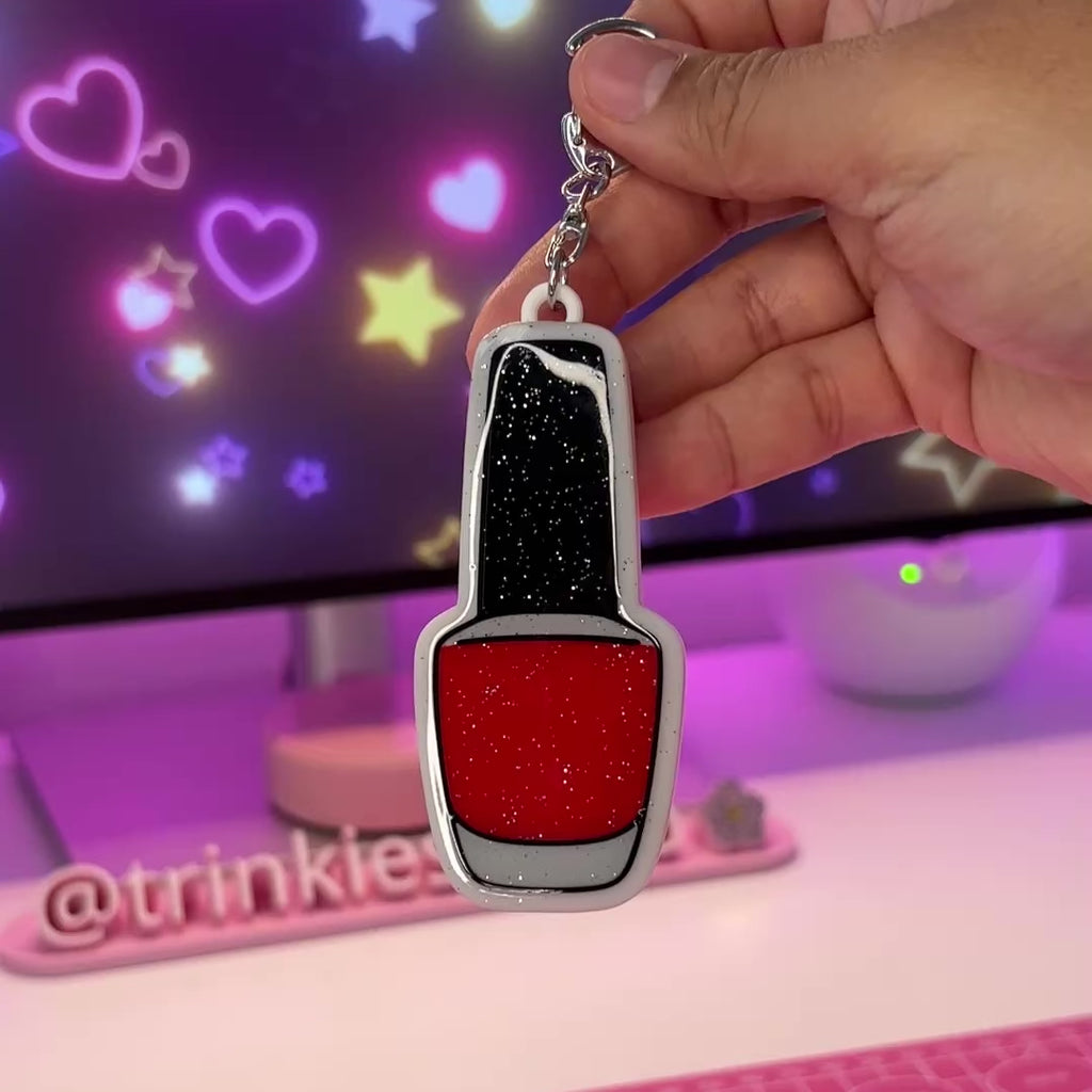 Glitter Nail Polish Can Opener Keychain