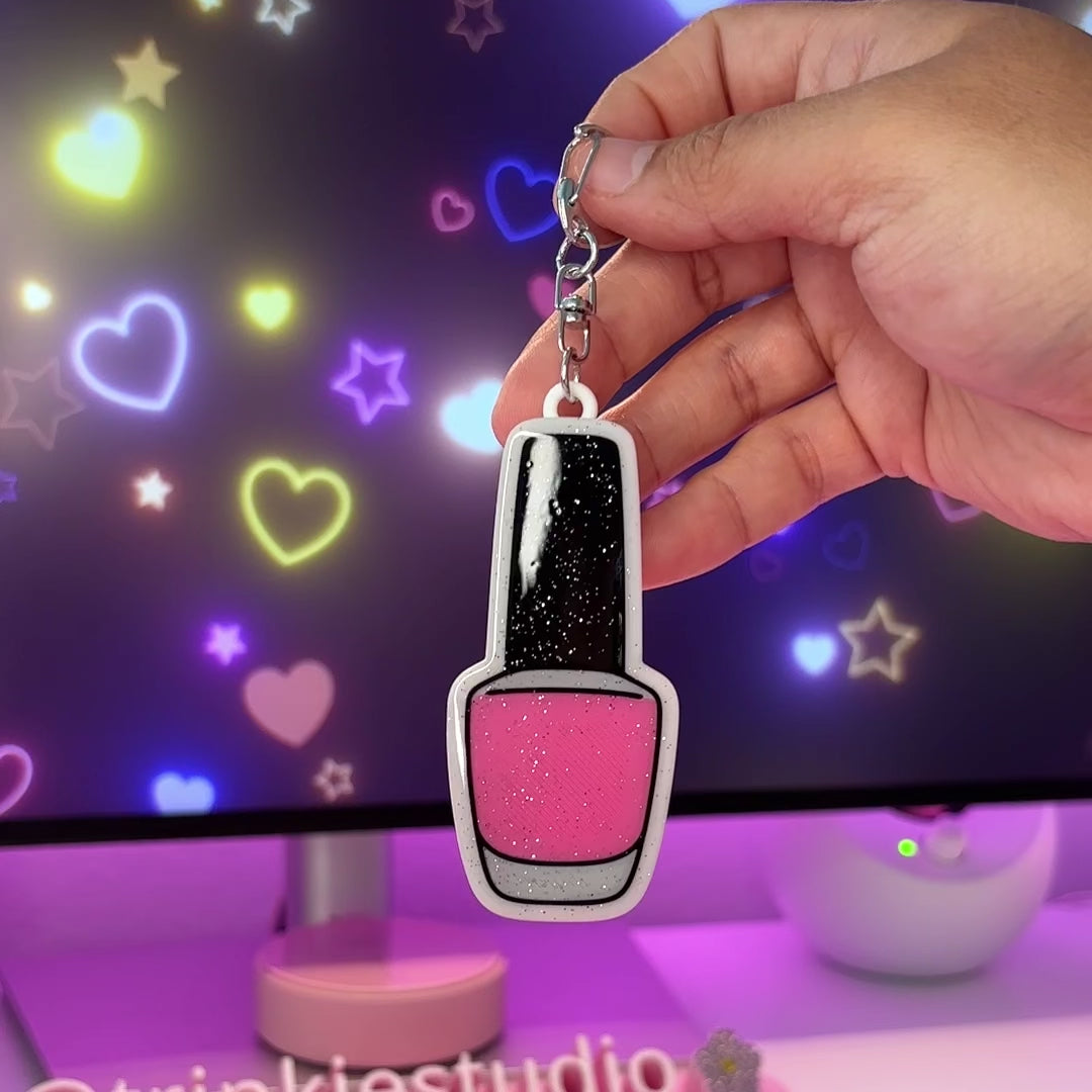 Glitter Nail Polish Can Opener Keychain