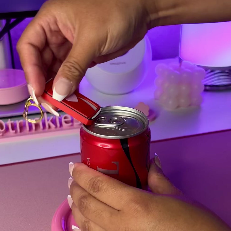 Red Mini Soda Can Tab Opener Keychain